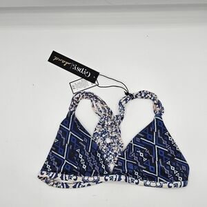 NWT Gypsy 05 swim Blue multi bikini top size xs